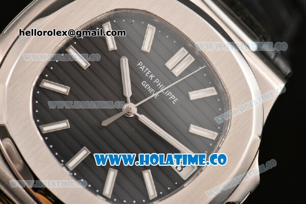 Patek Philippe Nautilus Miyota 9015 Automatic Steel Case with White Stick Markers and Black Dial (BP) - Click Image to Close
